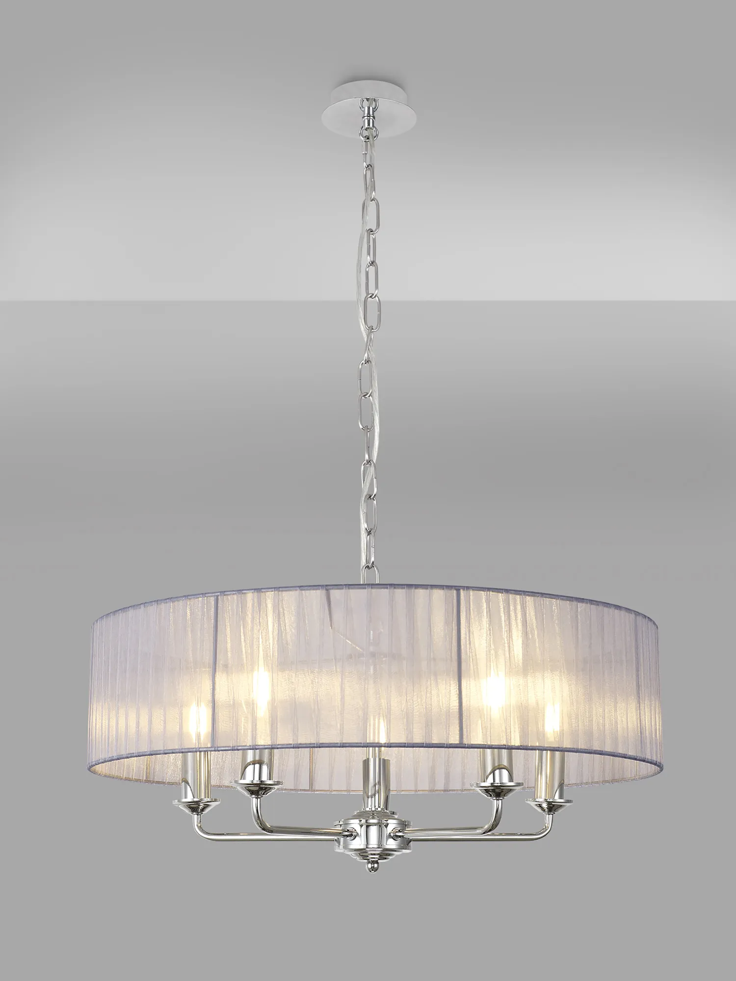 Banyan 45cm 3 Light Pendant Polished Chrome; Grey DK0864  Deco Banyan CH GR